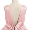 imageIDOPIP Flower Girl VBackless Bowknot Dress for Kids Wedding Formal Party Pageant Maxi Gown Princess Communion Tulle DressesPink
