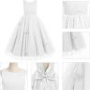 imageIDOPIP Flower Girl VBackless Bowknot Dress for Kids Wedding Formal Party Pageant Maxi Gown Princess Communion Tulle DressesWhite