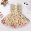 imageIDOPIP Flower Girls Sequin Butterfly Dot Tutu Dress for Kids Baby First Communion Wedding Princess Birthday Party DressesApricot Embroidery