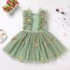 imageIDOPIP Flower Girls Sequin Butterfly Dot Tutu Dress for Kids Baby First Communion Wedding Princess Birthday Party DressesGreen Embroidery