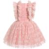 imageIDOPIP Flower Girls Sequin Butterfly Dot Tutu Dress for Kids Baby First Communion Wedding Princess Birthday Party DressesPink Daisy