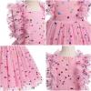 imageIDOPIP Flower Girls Sequin Butterfly Dot Tutu Dress for Kids Baby First Communion Wedding Princess Birthday Party DressesPink Dots  Kids Dress