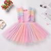 imageIDOPIP Flower Girls Sequin Butterfly Dot Tutu Dress for Kids Baby First Communion Wedding Princess Birthday Party DressesPink Rainbow