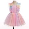 imageIDOPIP Flower Girls Sequin Butterfly Dot Tutu Dress for Kids Baby First Communion Wedding Princess Birthday Party DressesPink Rainbow