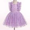 imageIDOPIP Flower Girls Sequin Butterfly Dot Tutu Dress for Kids Baby First Communion Wedding Princess Birthday Party DressesPurple Butterfly