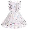 imageIDOPIP Flower Girls Sequin Butterfly Dot Tutu Dress for Kids Baby First Communion Wedding Princess Birthday Party DressesWhite Rainbow Dots  Kids Dress