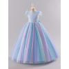 imageIDOPIP Sequin Butterfly Flower Girl Dress for Kids Wedding Pageant Party Long Gown Princess Birthday Communion Tulle DressesBlue  Sequin