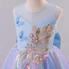imageIDOPIP Sequin Butterfly Flower Girl Dress for Kids Wedding Pageant Party Long Gown Princess Birthday Communion Tulle DressesBlue