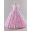 imageIDOPIP Sequin Butterfly Flower Girl Dress for Kids Wedding Pageant Party Long Gown Princess Birthday Communion Tulle DressesPink  Sequin