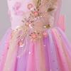 imageIDOPIP Sequin Butterfly Flower Girl Dress for Kids Wedding Pageant Party Long Gown Princess Birthday Communion Tulle DressesPink