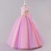 imageIDOPIP Sequin Butterfly Flower Girl Dress for Kids Wedding Pageant Party Long Gown Princess Birthday Communion Tulle DressesPink