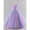 imageIDOPIP Sequin Butterfly Flower Girl Dress for Kids Wedding Pageant Party Long Gown Princess Birthday Communion Tulle DressesPurple  Sequin