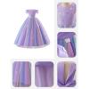 imageIDOPIP Sequin Butterfly Flower Girl Dress for Kids Wedding Pageant Party Long Gown Princess Birthday Communion Tulle DressesPurple  Sequin