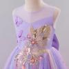 imageIDOPIP Sequin Butterfly Flower Girl Dress for Kids Wedding Pageant Party Long Gown Princess Birthday Communion Tulle DressesPurple