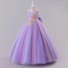 imageIDOPIP Sequin Butterfly Flower Girl Dress for Kids Wedding Pageant Party Long Gown Princess Birthday Communion Tulle DressesPurple