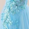 imageIDOPIP Sequin Embroidery Flower Girl Maxi Dress for Wedding Party Birthday Princess Dresses Pageant Ruffle Cold Shoulder GownBlue