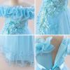 imageIDOPIP Sequin Embroidery Flower Girl Maxi Dress for Wedding Party Birthday Princess Dresses Pageant Ruffle Cold Shoulder GownBlue