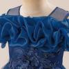 imageIDOPIP Sequin Embroidery Flower Girl Maxi Dress for Wedding Party Birthday Princess Dresses Pageant Ruffle Cold Shoulder GownDark Blue