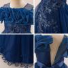 imageIDOPIP Sequin Embroidery Flower Girl Maxi Dress for Wedding Party Birthday Princess Dresses Pageant Ruffle Cold Shoulder GownDark Blue