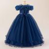 imageIDOPIP Sequin Embroidery Flower Girl Maxi Dress for Wedding Party Birthday Princess Dresses Pageant Ruffle Cold Shoulder GownDark Blue