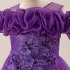 imageIDOPIP Sequin Embroidery Flower Girl Maxi Dress for Wedding Party Birthday Princess Dresses Pageant Ruffle Cold Shoulder GownDark Purple