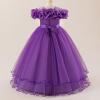imageIDOPIP Sequin Embroidery Flower Girl Maxi Dress for Wedding Party Birthday Princess Dresses Pageant Ruffle Cold Shoulder GownDark Purple