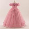 imageIDOPIP Sequin Embroidery Flower Girl Maxi Dress for Wedding Party Birthday Princess Dresses Pageant Ruffle Cold Shoulder GownDusty Pink