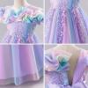 imageIDOPIP Sequin Embroidery Flower Girl Maxi Dress for Wedding Party Birthday Princess Dresses Pageant Ruffle Cold Shoulder GownPurple  Gradient