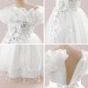 imageIDOPIP Sequin Embroidery Flower Girl Maxi Dress for Wedding Party Birthday Princess Dresses Pageant Ruffle Cold Shoulder GownWhite