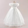 imageIDOPIP Sequin Embroidery Flower Girl Maxi Dress for Wedding Party Birthday Princess Dresses Pageant Ruffle Cold Shoulder GownWhite