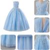 imageIDOPIP Sequin Flower Girl Lace Dress for Kids Wedding Pageant Party Formal Long Gown Princess First Communion Tulle DressesBlue