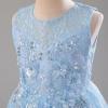 imageIDOPIP Sequin Flower Girl Lace Dress for Kids Wedding Pageant Party Formal Long Gown Princess First Communion Tulle DressesBlue