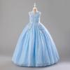 imageIDOPIP Sequin Flower Girl Lace Dress for Kids Wedding Pageant Party Formal Long Gown Princess First Communion Tulle DressesBlue