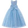imageIDOPIP Sequin Flower Girl Lace Dress for Kids Wedding Pageant Party Formal Long Gown Princess First Communion Tulle DressesBlue Butterfly