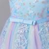 imageIDOPIP Sequin Flower Girl Lace Dress for Kids Wedding Pageant Party Formal Long Gown Princess First Communion Tulle DressesBlue Gradient