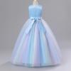 imageIDOPIP Sequin Flower Girl Lace Dress for Kids Wedding Pageant Party Formal Long Gown Princess First Communion Tulle DressesBlue Gradient