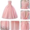 imageIDOPIP Sequin Flower Girl Lace Dress for Kids Wedding Pageant Party Formal Long Gown Princess First Communion Tulle DressesPink