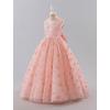imageIDOPIP Sequin Flower Girl Lace Dress for Kids Wedding Pageant Party Formal Long Gown Princess First Communion Tulle DressesPink Butterfly