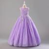 imageIDOPIP Sequin Flower Girl Lace Dress for Kids Wedding Pageant Party Formal Long Gown Princess First Communion Tulle DressesPurple