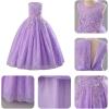 imageIDOPIP Sequin Flower Girl Lace Dress for Kids Wedding Pageant Party Formal Long Gown Princess First Communion Tulle DressesPurple