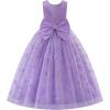 imageIDOPIP Sequin Flower Girl Lace Dress for Kids Wedding Pageant Party Formal Long Gown Princess First Communion Tulle DressesPurple Butterfly