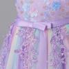 imageIDOPIP Sequin Flower Girl Lace Dress for Kids Wedding Pageant Party Formal Long Gown Princess First Communion Tulle DressesPurple Gradient