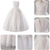 imageIDOPIP Sequin Flower Girl Lace Dress for Kids Wedding Pageant Party Formal Long Gown Princess First Communion Tulle DressesWhite