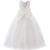 imageIDOPIP Sequin Flower Girl Lace Dress for Kids Wedding Pageant Party Formal Long Gown Princess First Communion Tulle DressesWhite Butterfly