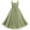 imageIDOPIP Smocked Flower Girl Dress for Wedding Toddler Kids Party Birthday Princess Dresses Pageant Sleeveless Tie Bowknot GownGreen