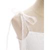 imageIDOPIP Smocked Flower Girl Dress for Wedding Toddler Kids Party Birthday Princess Dresses Pageant Sleeveless Tie Bowknot GownWhite
