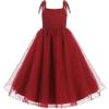 imageIDOPIP Smocked Flower Girl Dress for Wedding Toddler Kids Party Birthday Princess Dresses Pageant Sleeveless Tie Bowknot GownWine Red