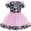 imageIDOPIP Toddler Baby Girls Birthday Dress Strawberry Cow Bee Cake Smash Party Pageant Bowknot Tutu Dress with Headband OutfitPink Cow