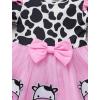 imageIDOPIP Toddler Baby Girls Birthday Dress Strawberry Cow Bee Cake Smash Party Pageant Bowknot Tutu Dress with Headband OutfitPink Cow