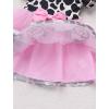 imageIDOPIP Toddler Baby Girls Birthday Dress Strawberry Cow Bee Cake Smash Party Pageant Bowknot Tutu Dress with Headband OutfitPink Cow
